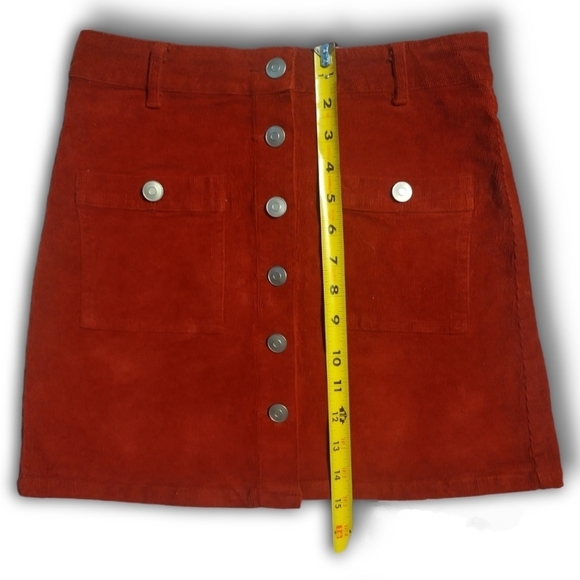 Peach Love California ~ Burgundy Corduroy Mini Skirt - Picture 11 of 13